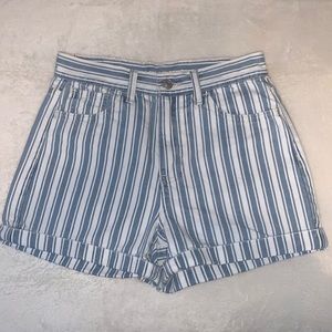 Striped Denim Mom Shorts